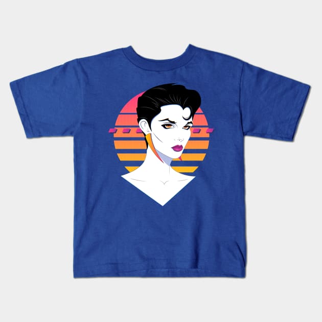 Retro Nagel Style Cyberpunk Portrait Kids T-Shirt by OldSalt